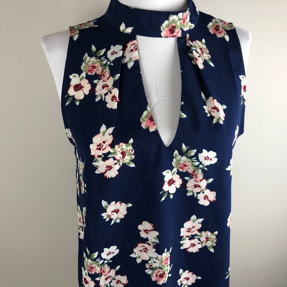 Blu Pepper Sleeveless  Blouse Size S Navy Pink